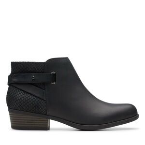 CLARKS Addiy Gladys Ankle Booties in Distressed Black